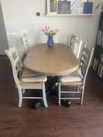Ovale eikenhouten eettafel incl. 6 stoelen, Huis en Inrichting, Tafels | Eettafels, Ophalen, Gebruikt, Eikenhout, 50 tot 100 cm