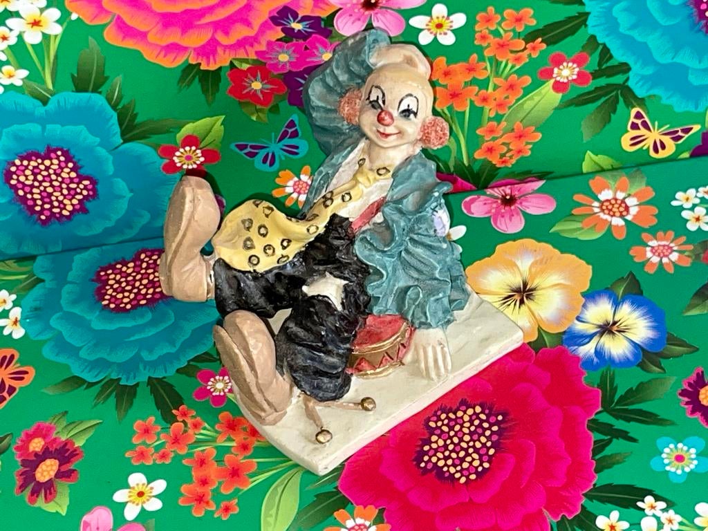 Vintage Clown Beeldje met Trommel, Antiek en Kunst, Ophalen of Verzenden