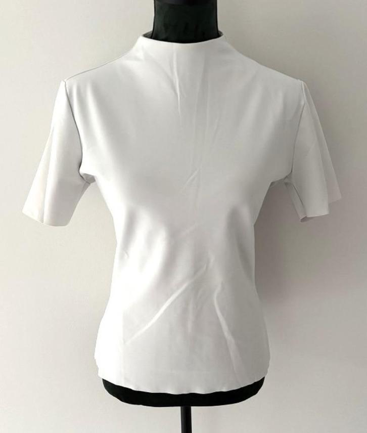 Z.G.A.N! Studio Ruig travel top hoge hals wit 42 = 38, Kleding | Dames, Tops, Zo goed als nieuw, Maat 38/40 (M), Wit, Korte mouw