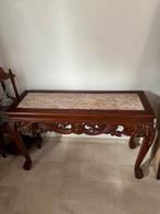 Antieke Console Tafel – Massief Hout met Marmeren Blad, Ophalen