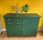 Hoge vintage commode | donkergroene retro commode, Ophalen, 50 tot 70 cm, 90 tot 105 cm, 100 cm of meer