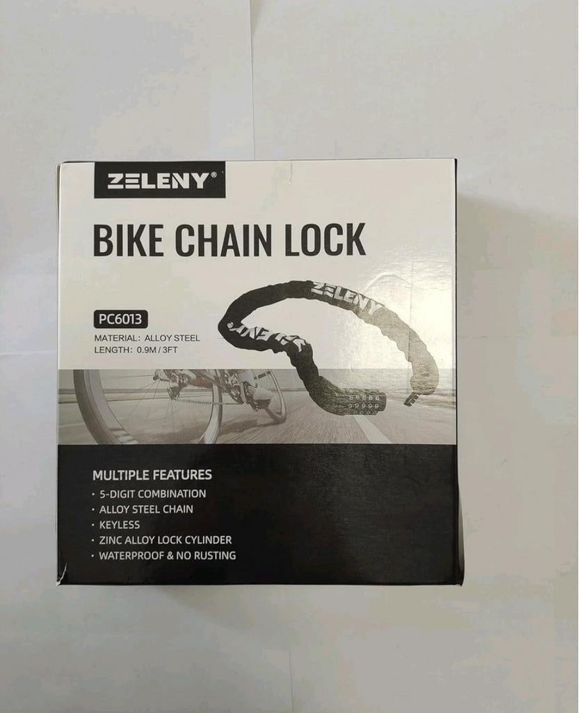 ZELENY Fietsketting Slot - 90cm - 5-Cijferig Combinatieslot