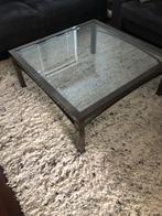 Messing salontafel met glasplaat 100x100, Huis en Inrichting, Tafels | Salontafels, Minder dan 50 cm, Glas, 100 tot 150 cm, 100 tot 150 cm