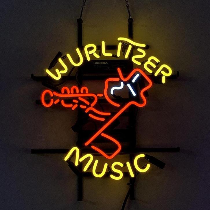 Wurlitzer Music glas neon lichtreclame / lamp, Verzamelen, Merken en Reclamevoorwerpen, Nieuw, Lichtbak of (neon) lamp, Ophalen of Verzenden