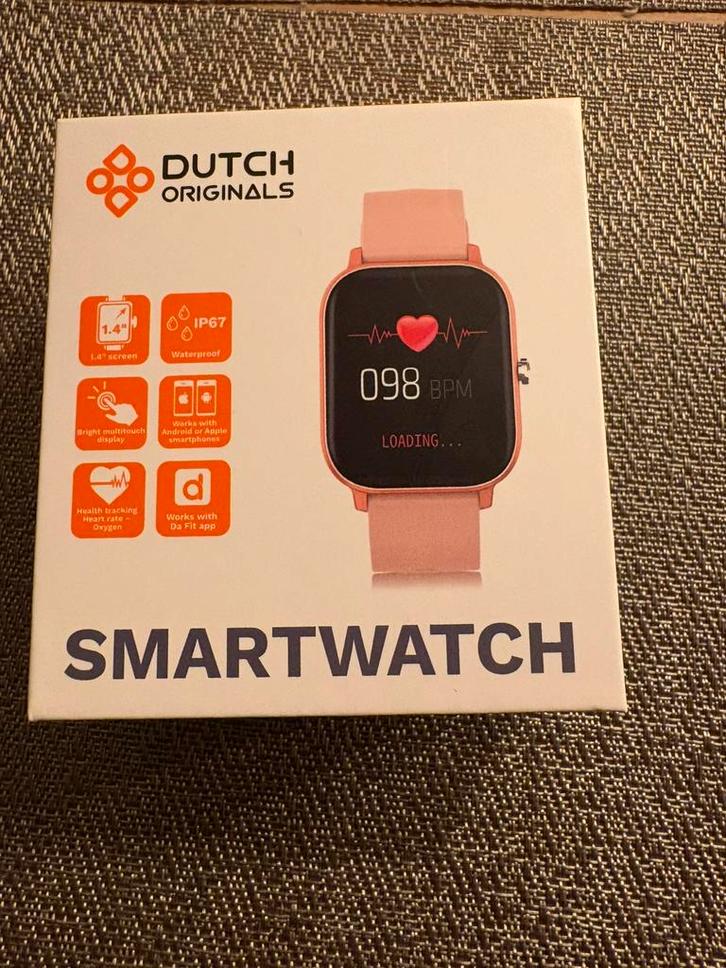 Smartwatch, roségoudkleurige kast en lichtroze band, Sieraden, Tassen en Uiterlijk, Smartwatches, Zo goed als nieuw, Android, Roze