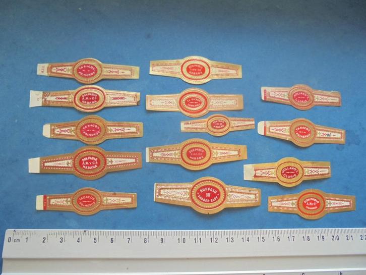 14 oude sigarenband, o.a. Don Pablo, Verzamelen, Rookartikelen, Aanstekers en Luciferdoosjes, Zo goed als nieuw, Sigarenbandjes