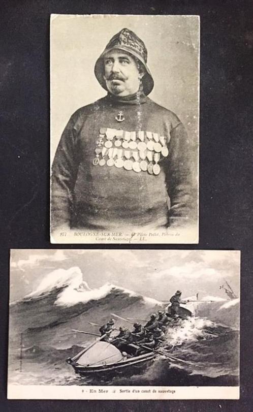Boot sloep reddingssloep drenkeling zee Franse Kanaalkust, Verzamelen, Ansichtkaarten | Themakaarten, Ongelopen, Voor 1920, Overige thema's