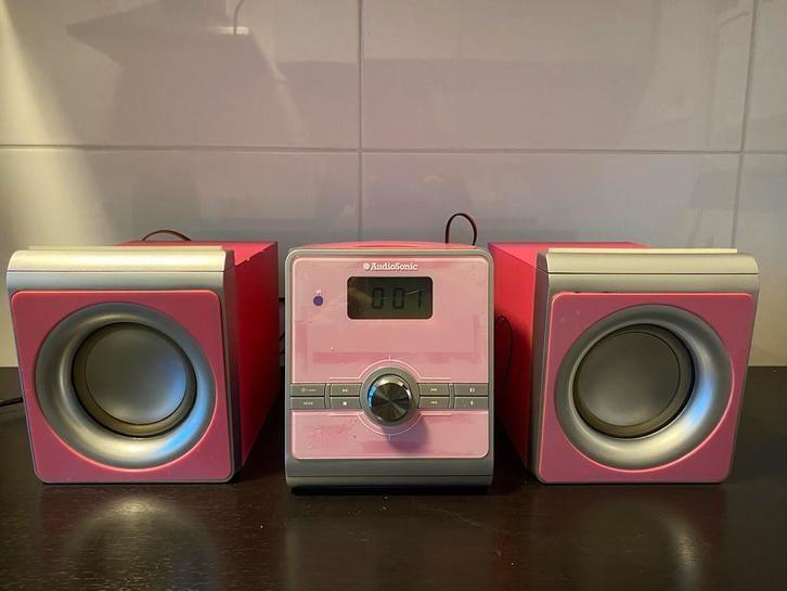 AudioSonic Roze Stereoset met CD-speler, Audio, Tv en Foto, Radio's, Gebruikt, Radio, Met cd-speler, Ophalen