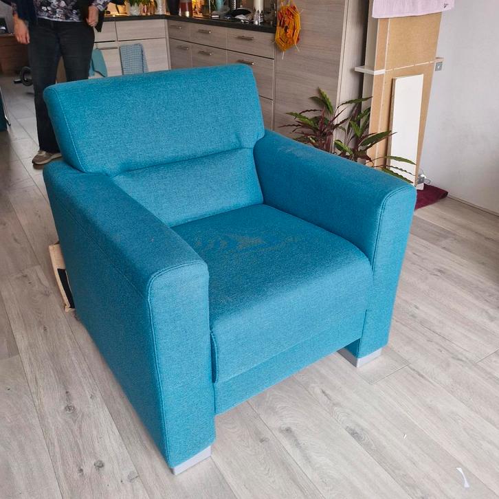 Turquoise fauteuil in goede staat, Huis en Inrichting, Fauteuils, Ophalen