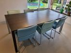 6 Leolux Talis Eetkamerstoelen - Blauw/Lichtblauw, Huis en Inrichting, Stoelen, Ophalen, Gebruikt, Blauw, Metaal