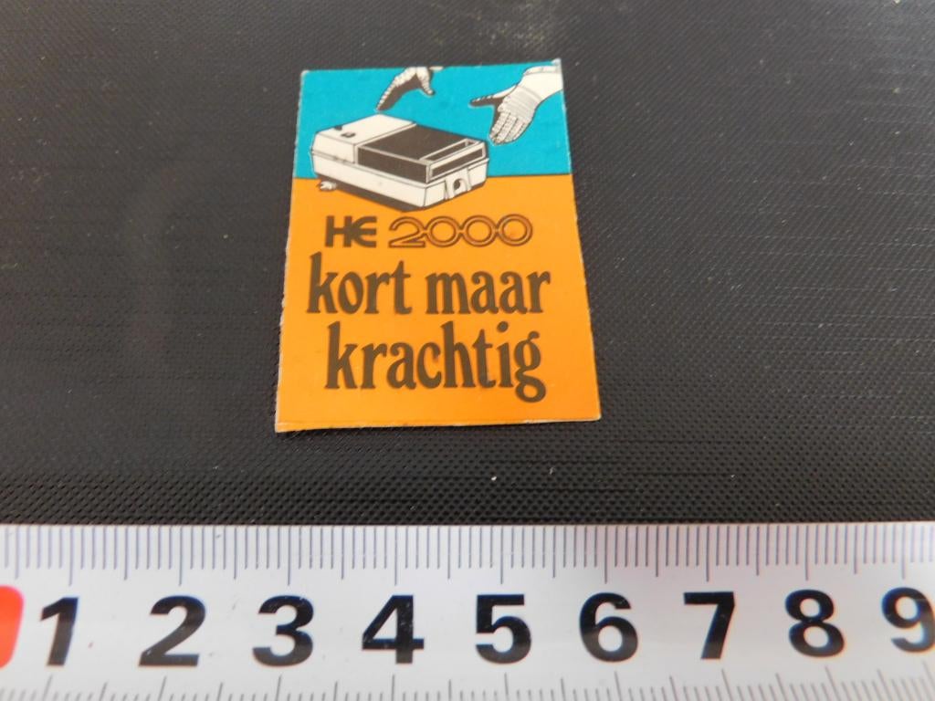sticker stofzuiger HE 2000 kort maar krachtig, Verzamelen, Ophalen, Zo goed als nieuw