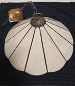 Vintage Tiffany hanglamp koper beslag zacht roze plafondlamp, Ophalen, Gebruikt, Vintage, Nvt
