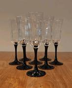 Luminarc vintage zwarte champagne glazen (8 stuks), Ophalen of Verzenden, Zo goed als nieuw, Overige typen