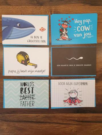 6x Vaderdag kaarten wenskaart + envelop wensen beschikbaar voor biedingen