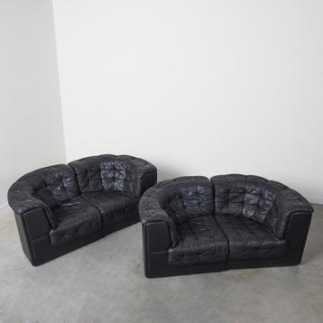 De Sede DS11 zwart leer sofa bank jaren 60 70 80