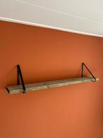 Steigerhouten wandplank met metalen wanddragers, Ophalen, Zo goed als nieuw