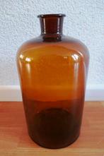 Bruine glazen vaas - flesvaas, Overige kleuren, Ophalen of Verzenden, Minder dan 50 cm, Glas