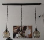 Hanglamp met drie glazen bollen, Ophalen of Verzenden, Gebruikt, Glas, Minder dan 50 cm