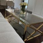 salontafel goud met glazen blad, Gebruikt, 100 tot 150 cm, Glas, Minder dan 50 cm