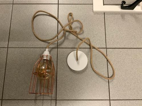 Hanglamp of tafellamp, metaaldraad, lang snoer, brons, Huis en Inrichting, Lampen | Tafellampen, Zo goed als nieuw, 75 cm of meer