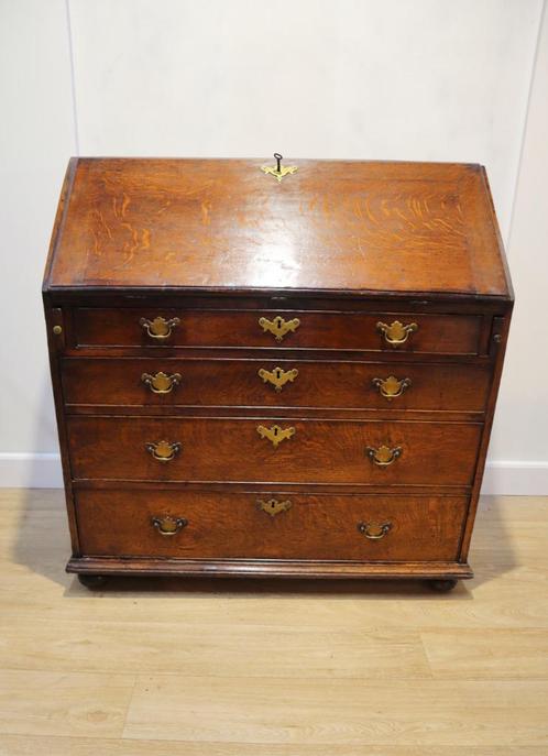 Antieke Engelse secretaire, klepbureau, 18e eeuw, Antiek en Kunst, Antiek | Meubels | Tafels, Ophalen of Verzenden