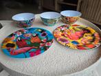 Te koop tropische set 2 serveerbord met 3 schalen, Huis en Inrichting, Keuken | Servies, Ophalen, Zo goed als nieuw, Schaal of Schalen