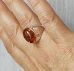 zilveren ring met natuurlijke Barnsteen(Amber) zilver 925, Sieraden, Tassen en Uiterlijk, Ringen, Nieuw, Oranje, Met edelsteen