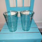 Jamie Oliver waterglazen geribbeld lichtgroen 2 stuks, Huis en Inrichting, Keuken | Servies, Ophalen, Glas of Glazen, Gebruikt