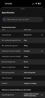 Autostoel/Car seat, Ophalen, Verstelbare rugleuning, 9 t/m 18 kg, Zo goed als nieuw