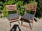 Twee inklapbare IKEA Applaro tuinstoelen met kussens, Ophalen, Zo goed als nieuw, Hout, Inklapbaar