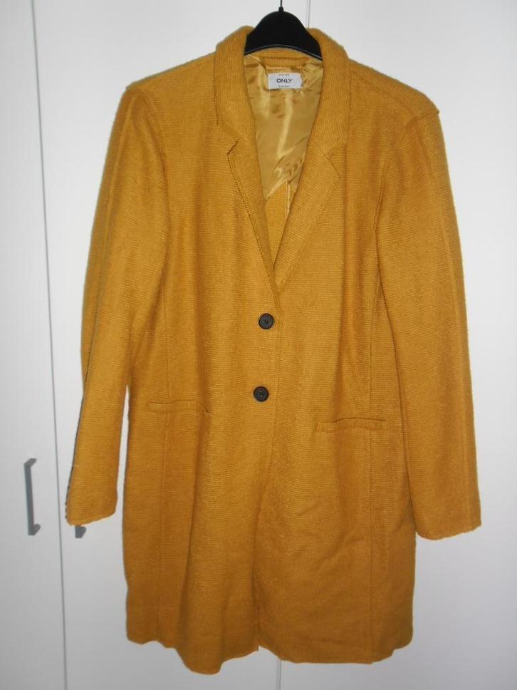 ONLY Okergele Jas Met Knopen Maat XL, Kleding | Dames, Grote Maten, Nieuw, Jas of Mantel, Geel, Verzenden