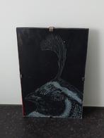 Handgemaakt schilderij 10x15cm kwartel gravure in glas, Ophalen of Verzenden, Zo goed als nieuw