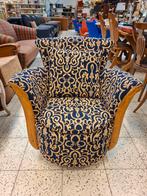 Vintage fauteuil met uniek patroon, Ophalen, Minder dan 75 cm, Vintage, Zo goed als nieuw