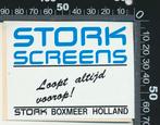 Sticker: Stork - Screens - Boxmeer, Verzamelen, Verzenden, Zo goed als nieuw, Bedrijf of Vereniging