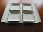 4 hapjesschaaltjes met serveerblad, Ophalen of Verzenden, Zo goed als nieuw, Rond, Overige materialen