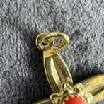 Gouden hanger |  14K | 4,13gr | kruis bloedkoraal | 401114, Sieraden, Tassen en Uiterlijk, Kettinghangers, Ophalen of Verzenden