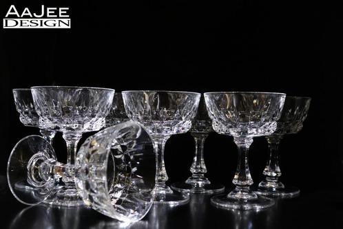 8 X  Cristal d’Arques - Pompadour - Coupes - Frankrijk, Verzamelen, Glas en Borrelglaasjes, Zo goed als nieuw, Overige typen, Ophalen of Verzenden