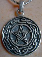 Zilveren 925 zilver kettinghanger amulet pentagram keltisch, Verzenden, Nieuw, Kruis of Symbool, Zilver