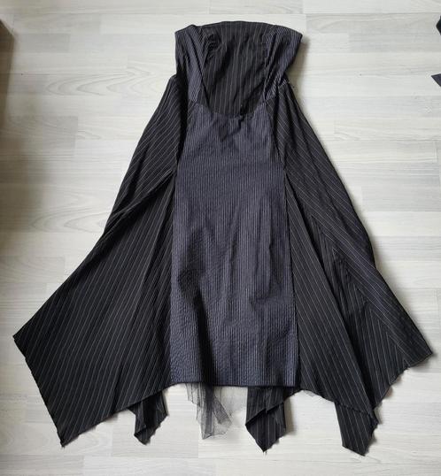 Strapless jurk, krijtstreep, maat M, Kleding | Dames, Jurken, Gedragen, Zwart, Onder de knie, Ophalen of Verzenden