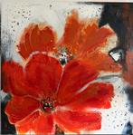 Mooi relief schilderij 100x100 cm rood/oranje, Antiek en Kunst, Ophalen