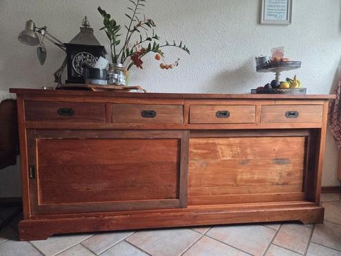 teak houten dressoir, Huis en Inrichting, Kasten | Dressoirs, Gebruikt, 200 cm of meer, 25 tot 50 cm, Ophalen