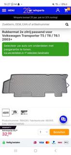 Volkswagen transporter rubbermat 2e rij T5 T6, Ophalen, Nieuw, Volkswagen