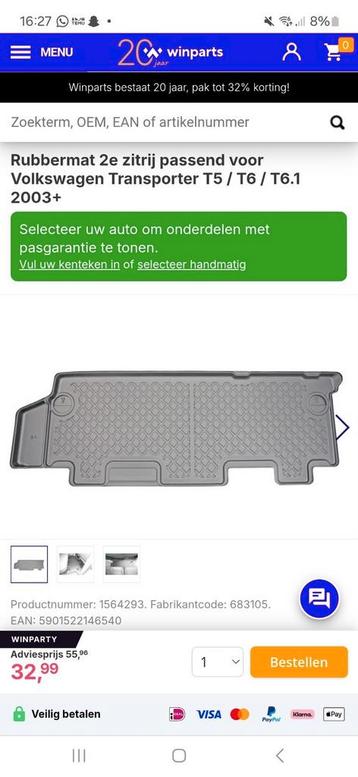 Volkswagen transporter rubbermat 2e rij T5 T6 beschikbaar voor biedingen