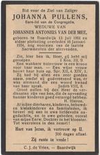 Johanna Pullens 1861 Baardwijk + 1934 Baardwijk, 72 jr, Verzenden, Bidprentje