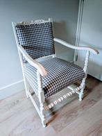 Antieke brocante witte stoel, nieuw gestoffeerd, Huis en Inrichting, Fauteuils, Ophalen, Minder dan 50 cm, Minder dan 75 cm, Zo goed als nieuw