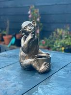 Gouden Aap met Plantenbakje - Decoratief, Ophalen of Verzenden, Zo goed als nieuw, Kunststof, Dierenbeeld