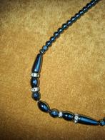 Vintage Hematiet Collier met Strass, Gebruikt, Met edelsteen, Zwart, Ophalen of Verzenden