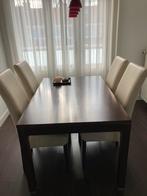 Complete eettafel met bijpassende stoelen, Huis en Inrichting, Ophalen of Verzenden, Gebruikt, 4 tot 6 stoelen