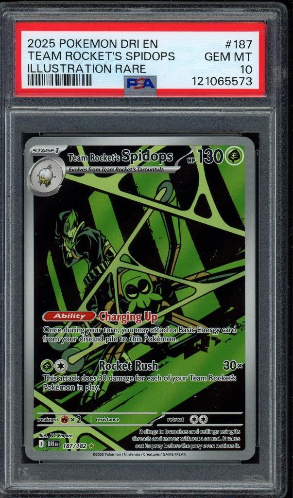 Team Rocket's Spidops [IR] PSA 10 187/182 - Destined Rivals, Hobby en Vrije tijd, Verzamelkaartspellen | Pokémon, Zo goed als nieuw