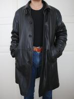 GIMO's zwart stijlvolle lederen overcoat maat L, Maat 52/54 (L), GIMO'S, Zwart, Ophalen of Verzenden